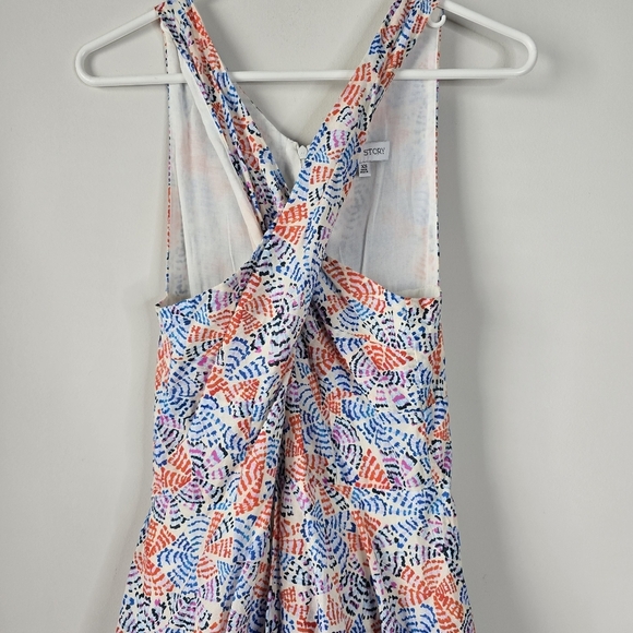 Willa Story Mia Ruffled Tiered Asymmetrical Halter Midi Sundress XS Euro Summer - Picture 4 of 14